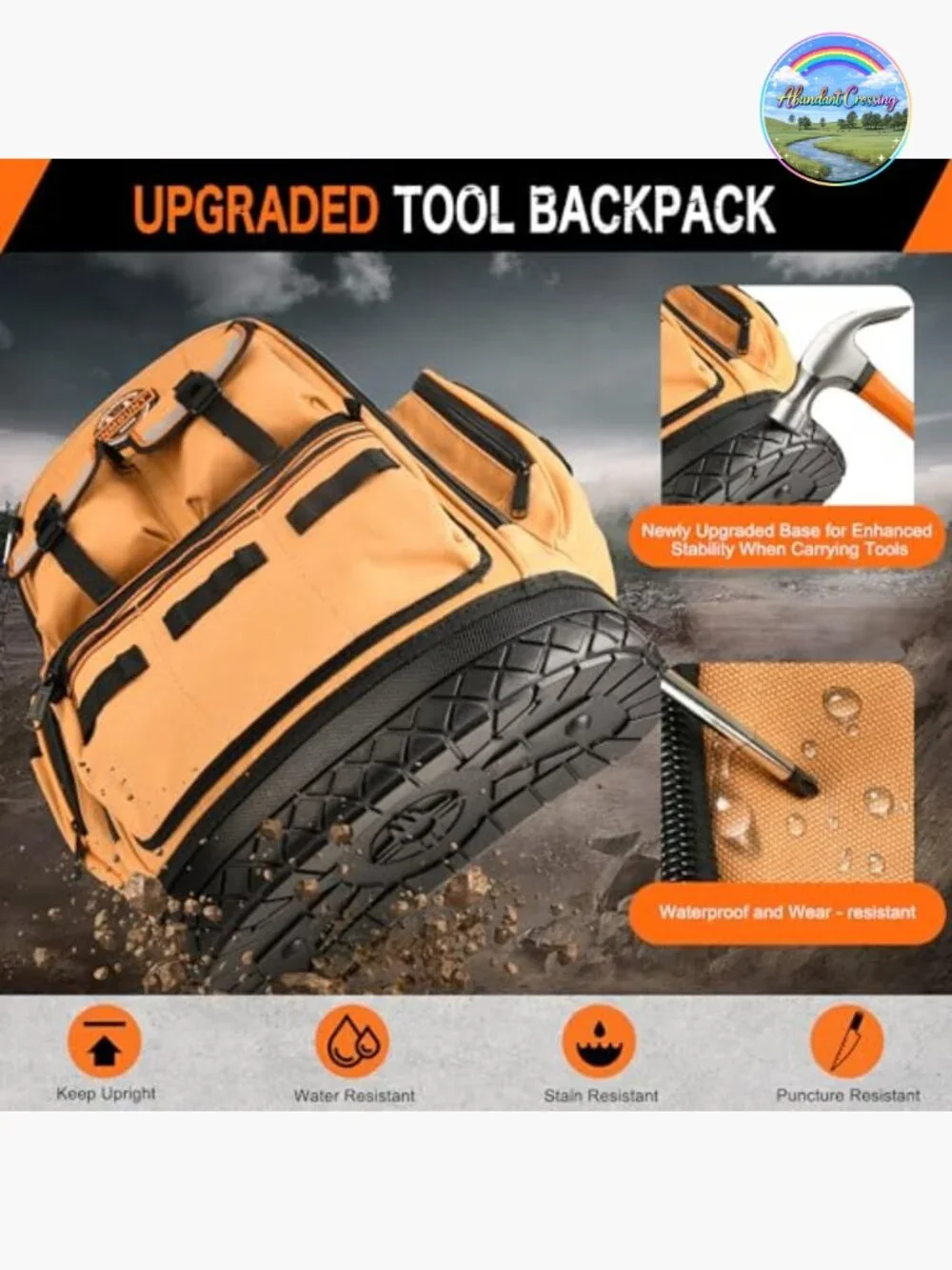 Tool Backpack 56 Pockets Heavy Duty Laptop Compartment Combination Lock 1680D